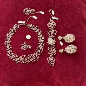 Silver necklace, bracelet, earrings set